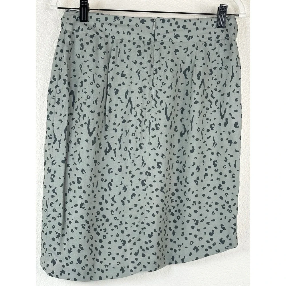 Michael Stars Faux Wrap Tulip Skirt S Sage Green Animal Print High Low Mini‎